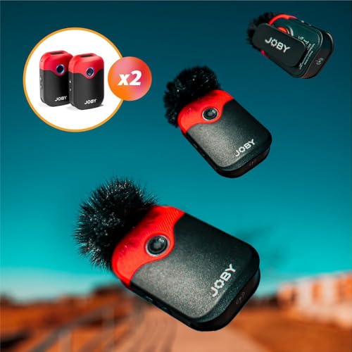 Joby Wavo Air 2.4Ghz Wireless Microphone System with Two Transmitters Designed Mounting System, Vlogging, Filmmaking, Interview, Smartphone, Camera