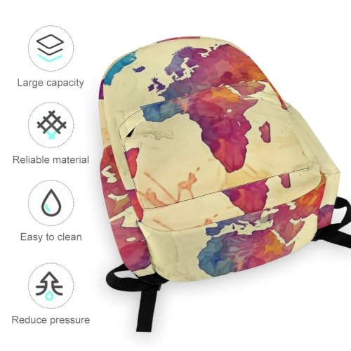 Travel Backpack for Women Men Carry On Backpack Coffee Collection Laptop Bag Lightweight Casual Daypack - color: Colorful Map