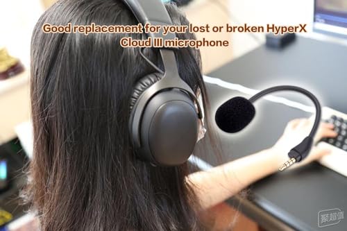 Replacement Game Mic for HyperX Cloud III 3 Gaming-Headset, 3.5mm Detachable Boom Microphone