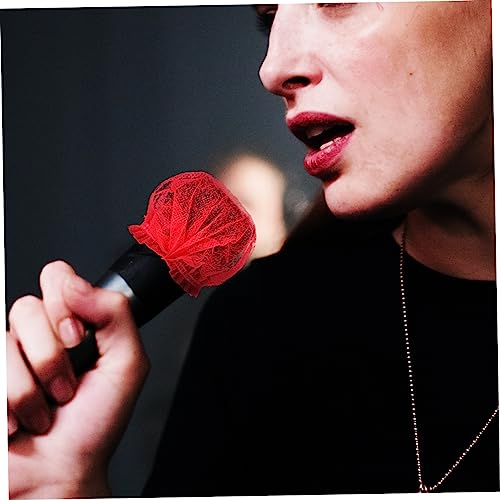 Toyvian 100Pcs Disposable Non Woven Microphone Covers Removable Windscreen for Music Studios and Ktv Breathable Design Microphone Protection Convenient and Sanitary