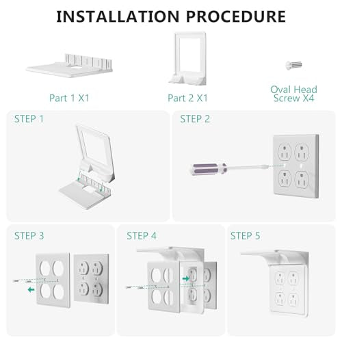 WALI Double Outlet Shelf Wall Holder – Bathroom Shelf Duplex for Electric Toothbrush, HomePod Mini, Echo Dot & Phone Charging – White (DLS001) - size: Larger