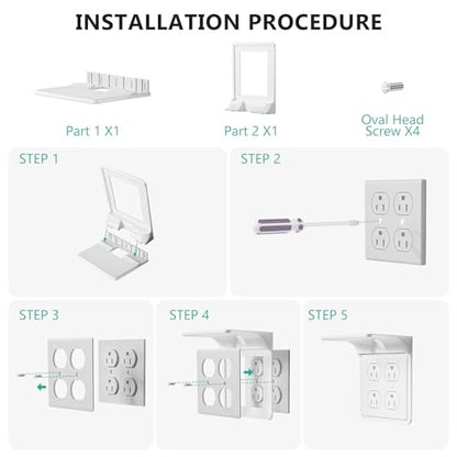 WALI Double Outlet Shelf Wall Holder – Bathroom Shelf Duplex for Electric Toothbrush, HomePod Mini, Echo Dot & Phone Charging – White (DLS001) - size: Larger