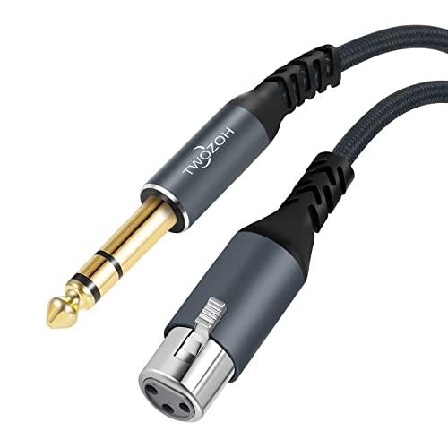 Twozoh Short XLR Female to 1/4 TRS Cable 1FT, Braided 6.35mm Stereo Jack Balanced to 3pin XLR Microphone Cable - color: 1/4 to XLR Female, size: 1FT