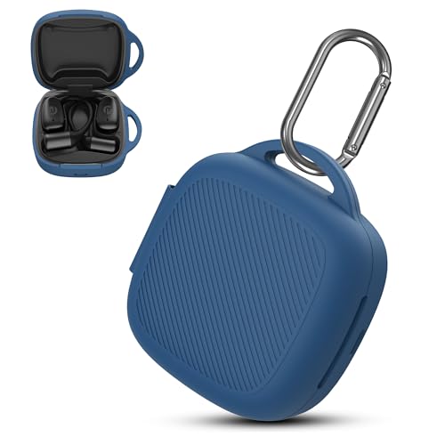 Silicone Case for Raycon Essential Open Earbuds [Dark Blue], with Carabiner All-Round Protection Scratch-Resistant Washable Soft Skin Wireless Open Ear Headphones Ultra-Lightweight Cover - color: Blue