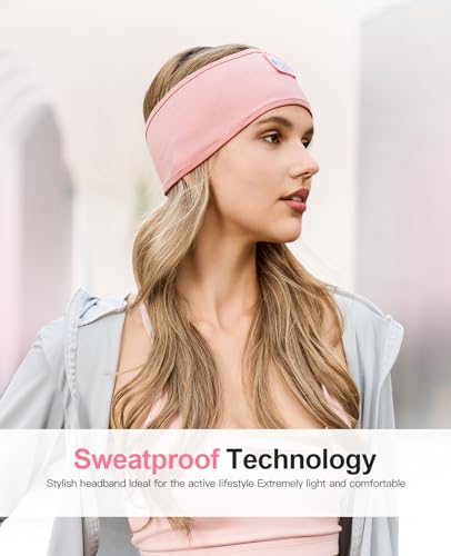 Perytong Sleep Headphones Wireless, Bluetooth Sports Headband Headphones with Ultra-Thin HD Stereo Speakers Perfect for Sleeping,Workout,Jogging,Yoga,Insomnia, Air Travel, Meditation (Bright Pink) - color: Bright Pink