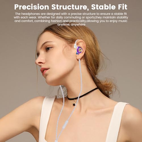 Qkz Ak6 Lucky in Ear Monitor, HiFi Wired Earbuds, Tunable Sound Wired Headphones Gaming Earbuds with 3-Level Adjusting Switch, Detachable Cable for Music Gaming Video Calling (Purple) - color: Purple