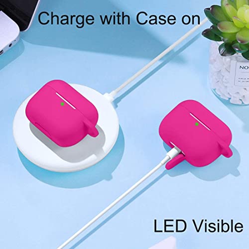 Lerobo for AirPod Pro Case, Soft Silicone Cover with Keychain, Rose Pink | Drop Protection, Scratch & Dust Resistant, Wireless Charging, Compatible with Apple AirPods Pro 2/1 Case Cover for Women Men - color: Rose Pink