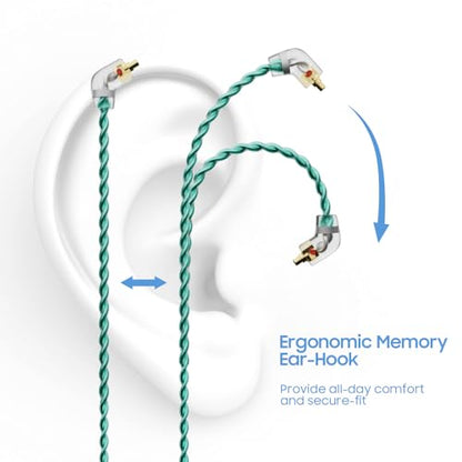BASN SC100 Silver-Plated OFC IEM Cable, 150m MMCX Detachable Earphone Cable for Enhanced Audio - Engineered for BASN Bsinger, Bmaster Series - color: SC Green
