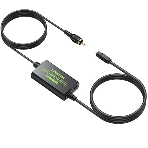 LiNKFOR 192kHz Coaxial to Optical Converter 6.6FT Coaxial to Optical SPDIF Toslink Converter with Built-in 3.3FT Toslink and 3.3FT Cable for Older TV DVD Soundbar Amplifier - style: Coaxial to SPDIF