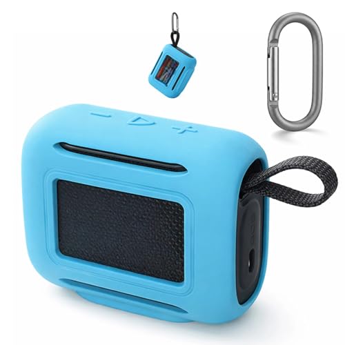 Silicone Cover Case for JBL Go 5 Bluetooth Speaker, Portable Speaker Travel Case Protective Cover Sleeve with Carabiner for JBL Go 5, Dustproof, Shockproof and Scratch-resistant (Blue) - color: Blue