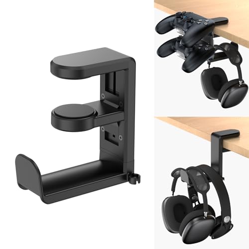 Rotating Headphone Stand - EURPMASK Upgraded PC Gaming Headset Stand, Adjustable Clamp-on Headphone Holder, Headphones Hanger Hook Under Desk with 360 Degree Swivel&Cable Clip Organizer - Darth Vader | 360° Swivel,Headset Hook Under Desk,No Residue,Cable