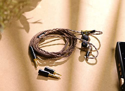 Linsoul Tripowin Amber 32AWG OFC HiFi IEM Cable with Interchangeable 2.5mm/3.5mm/4.4mm Plug, PVC Sleeve Replacement Cable for Audiophile (Recessed 2pin) - size: Recessed 2-Pin