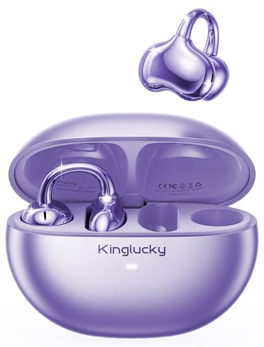 Kinglucky Upgraded Clip-On Earbuds, Open Ear Wireless Earbuds Bluetooth 6.0 - color: Purple