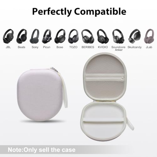 Headphone Headset Case Compatible with Soundcore by Anker Q20i/JLab/TALIX H30/JBL Tune 510BT 720BT 520BT 770NC/Sony WH-CH520 WH-CH720N/BERIBES/KVIDIO Wireless On-Ear Headphones,Cream - color: Light Khaki