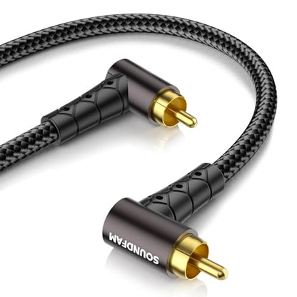 Dual Angle Right Subwoofer Cable- 90 Degree RCA Cable,Anti-Interference Design, Copper Spiral Shielded for Tight Spaces（15ft/5M） - size: 15ft/5M, style: 90 Degree RCA to 90 Degree RCA