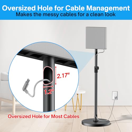 Height Adjustable Speaker Stands Pairs for Sony Bravia Theatre Quad HT-A9M2 Stands - Heavy-Duty Surround Speaker Stand for Sony HT-A9M2 Speaker Stand with Cable Management