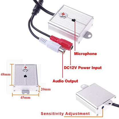 Vanxse® Mini Microphone High Sensitive Pickup Audio Mic Waterproof Metal Case for CCTV Security Camera DVR System