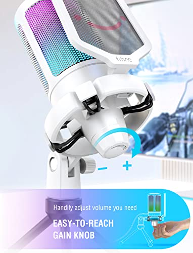 FIFINE USB Microphone and White Mic,AmpliGame PC Gaming Streaming RGB Microphone Compatible with Computer/PS4/PS5, for Podcasts, TikTok, Game Chat, Home Use-Red/White (A6R+A6W)