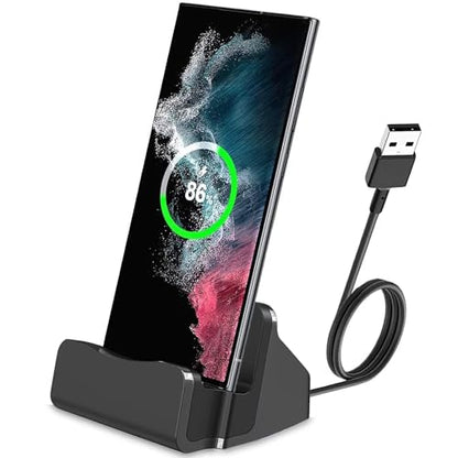 아이폰 15/16, 갤럭시, 구글 픽셀, LG, HTC 등을 위한 USB C 폰 도크 스테이션, 책상 나이트스탠드용 휴대폰 충전 스탠드 크래들, 스위치/스위치 라이트용 USB C 충전 도크 스탠드