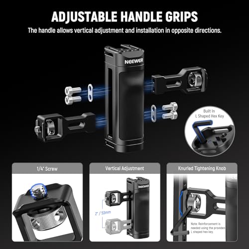 NEEWER Universal Phone Cage Video Rig with Bluetooth Shutter Side Handle Comfort Grips, Smartphone Stabilizer for Video Recording Compatible with iPhone 16 15 Pro Max 15 Pro Galaxy S24 Ultra, PA009E | Comfort Grips Smartphone Stabilizer for Video Recordin