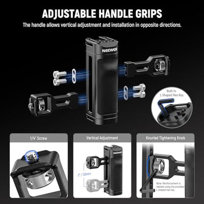 NEEWER Universal Phone Cage Video Rig with Bluetooth Shutter Side Handle Comfort Grips, Smartphone Stabilizer for Video Recording Compatible with iPhone 16 15 Pro Max 15 Pro Galaxy S24 Ultra, PA009E | Comfort Grips Smartphone Stabilizer for Video Recordin