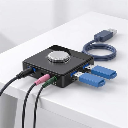 USB Sound Card, External Stereo Sound Card with Volume Control, USB to 3.5mm Jack Audio Adapter for PC, Laptop, Desktop, Headset, Switch and More