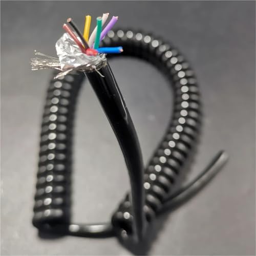 1pcs 8Core Spring Spiral Shielded Cable - 0.3sqmm Telescopic Wire (1 to 15m) - Durable & Flexible Coiled Extension Cord(Stretch 12Meters) - size: Stretch 12Meters