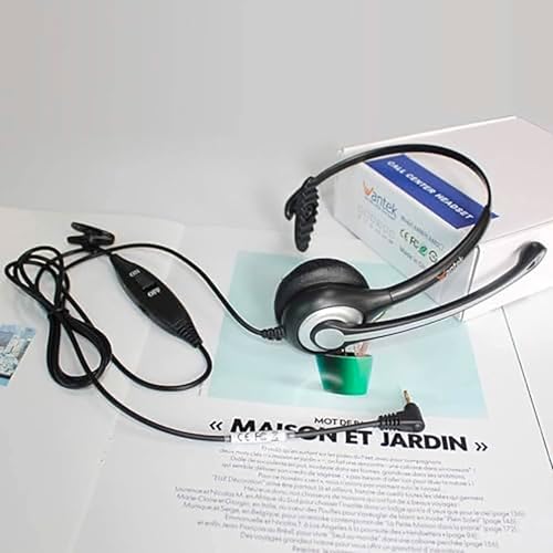 Wantek 2.5mm Headset with Microphone, Wired Phone Headset, Noise Cancelling & Volume Controls, Telephone Headphone Compatible with Panasonic, Cisco, Polycom, Gigaset's 2.5mm Jack Phone Headset - size: 600-2.5mm