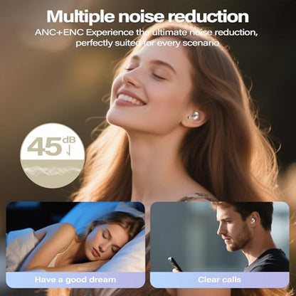 Sleep Earbuds, Mini ANC Wireless Earbuds Bluetooth 5.4 Headphones Deep Bass Stereo, 48H Playtime Ear Buds, 4 ENC Noise Cancelling Mic, IP7 In Ear Earphones for Side Sleepers,Touch Control, Velvet Gold