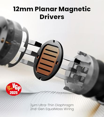 Edifier NeoBuds Planar TWS Earbuds, Hi-Res Wireless, 30H Playtime | 12mm Planar Magnetic Drivers, Snapdragon Sound, Hybrid ANC, Bluetooth 5.4 Dual Connection, Google Fast Pair, 60ms Low Latency