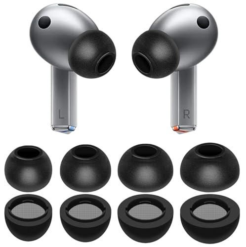 Galaxy Buds 3 Pro Memory Foam Tips Earbud, 4 Pairs Replacement Comfortable No Silicone Pain Noise Isolation Compatible with Samsung Galaxy Buds 3 Pro/Galaxy Buds 4 Pro - Black S/M/L/XL - size: S/M/L/XL