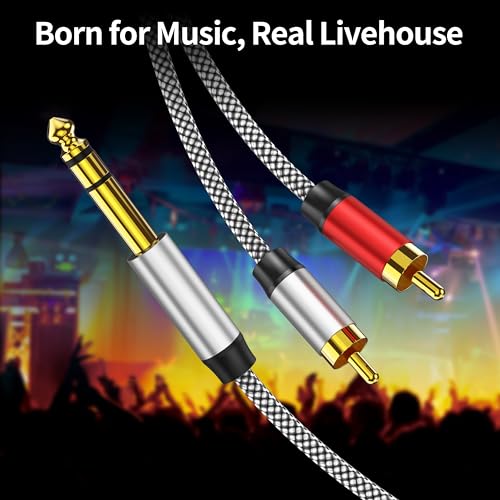 RCA to 1/4 Cable 3FT, 1/4 TRS to RCA Y Splitter Cable, 1/4 to Dual RCA Audio Cable - color: 6.35mm to 2RCA Audio Cable, size: 3 ft