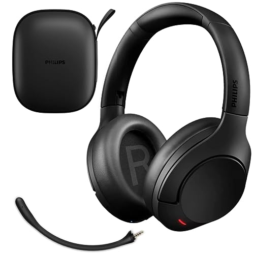 Philips Wireless Headphones Noise Cancelling, Stereo Over Ear Wireless Headphones with Removable Mic, Bluetooth Headset with Microphone, Lightweight and Touch Control, 55 Hours Playtime - style: Noise Canceling-Mic