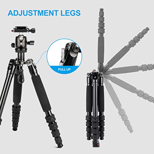 SIRUI Traveler 5AX 52″Aluminum Camera Tripod, 360° Panorama B-00K Ball Head and Arca Swiss Quick Release Plate, Folded Height 12.4", Load up to 6kg/13.2lbs - style: Traveler 5AX