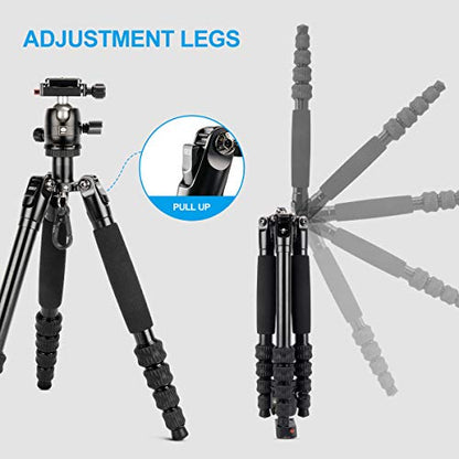 SIRUI Traveler 5AX 52″Aluminum Camera Tripod, 360° Panorama B-00K Ball Head and Arca Swiss Quick Release Plate, Folded Height 12.4", Load up to 6kg/13.2lbs - style: Traveler 5AX