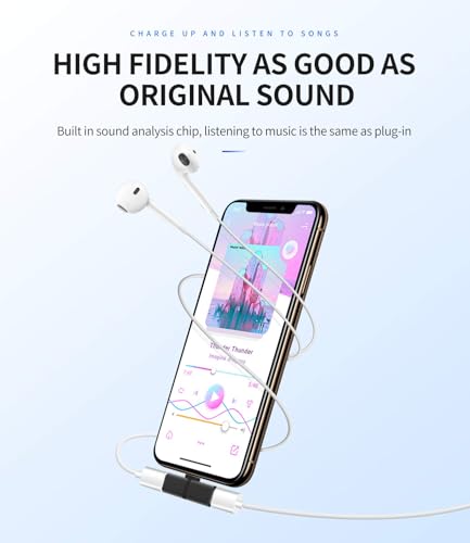 Lightning to 3.5mm Headphone Jack Adapter 2 Pack 2 in 1 Charging Audio Splitter for Apple MFi Certified for iPhone 14 Plus 13 Mini 12 11 Pro Max X for ipad Pro Earbuds Aux Cable Stereo Sound Calling