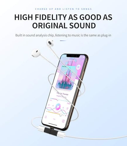Lightning to 3.5mm Headphone Jack Adapter 2 Pack 2 in 1 Charging Audio Splitter for Apple MFi Certified for iPhone 14 Plus 13 Mini 12 11 Pro Max X for ipad Pro Earbuds Aux Cable Stereo Sound Calling