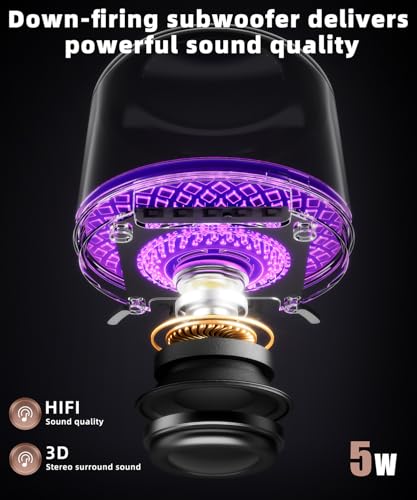 Portable Bluetooth Speaker, TWS Pairing Deep Bass LED Lights, Rechargeable