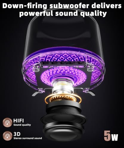 Portable Bluetooth Speaker, TWS Pairing Deep Bass LED Lights, Rechargeable