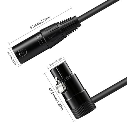 Right Angle XLR Microphone Cable 3ft, XLR Male to Female 2-Pack | 26AWG Oxygen-Free Copper (OFC) XLR Male to 90° XLR Female Cable for Sound Devices, Mixers, Audio Interface, Mixer Recorder