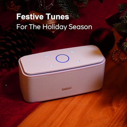 DOSS SoundBox Touch Wireless Bluetooth Speaker-12W HD Sound with Rich Bass | Portable & Small Design, IPX5 Waterproof, 20H Playtime, Handsfree, House, Office Desktop, Bedroom, Indoor Use, White - color: White