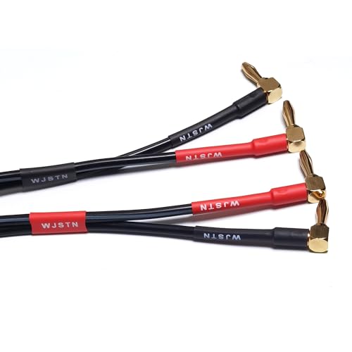 WJSTN 12 AWG Speaker Extension Cable with Right-Angle Banana Plugs, 4mm Male to Female Banana Jack Connectors, 2FT 2 Pack - size: 2Feet