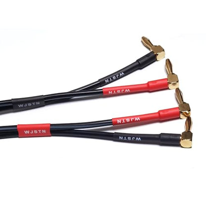 WJSTN 12 AWG Speaker Extension Cable with Right-Angle Banana Plugs, 4mm Male to Female Banana Jack Connectors, 2FT 2 Pack - size: 2Feet