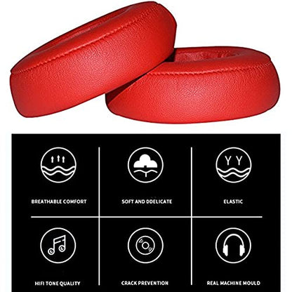 Saipomor Replacement Aux Extension Coiled Cable & Ear Cushions Cover Cups Compatible with Beats by Dr Dre Pro Detox Over-Ear Headphones(Red)