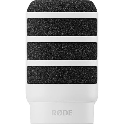 Rode PodMic USB Dynamic Broadcast Microphone Bundle with WS14 White External Pop Filter — XLR and USB-C, 24-Bit, Aphex DSP, Cardioid Studio Mic for Podcasting, Streaming, Voice Over, Broadcasting