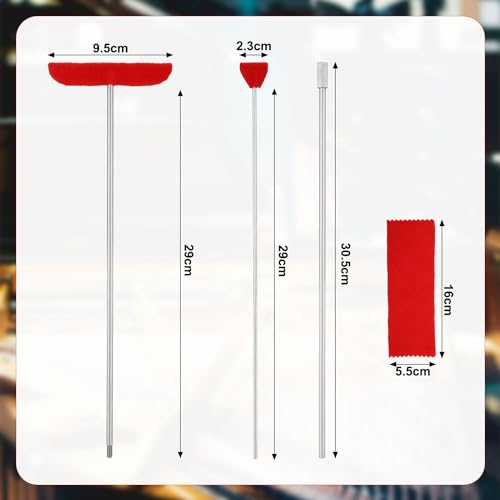 4pcs Grand Piano Soundboard Cleaning Tools, Big & Small Brush Head Cleaning Tool with Extension Rod and Soft Fiber Cloth Piano Cleaner and Polish Kit