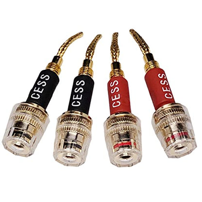 CNCESS CESS-220 Pin Banana Plug to 4mm Female Banana Jack/Speaker Wire, 4 Pack (Braided-Type to 4mm) - style: Braided-type to 4mm