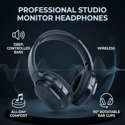 Zopsc Wireless Bluetooth 5.4 Studio Monitor Headphones Over Ear, 40mm Drivers HiFi Stereo, Wired Wireless Headset for Recording Mixing DJ Guitar Amp PC, 6.35mm 3.5mm.