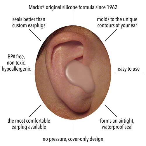 Mack's Snoozers Silicone Putty Earplugs - 6 Pair – Comfortable, Moldable Silicone Ear Plugs for Sleeping, Snoring, Loud Noise & Traveling | Made in USA