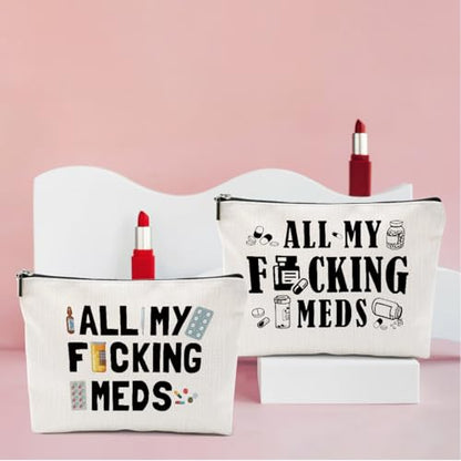 2 PCs Medicine Bag Funny Makeup Bag, Medical Gifts for Women Girls Nurse - color: Multicolor 0003